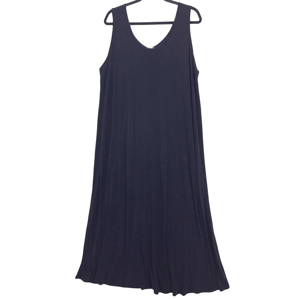 Jostar Black Sleeveless V-Neck Maxi Dress XL Slinky Knit Made in USA